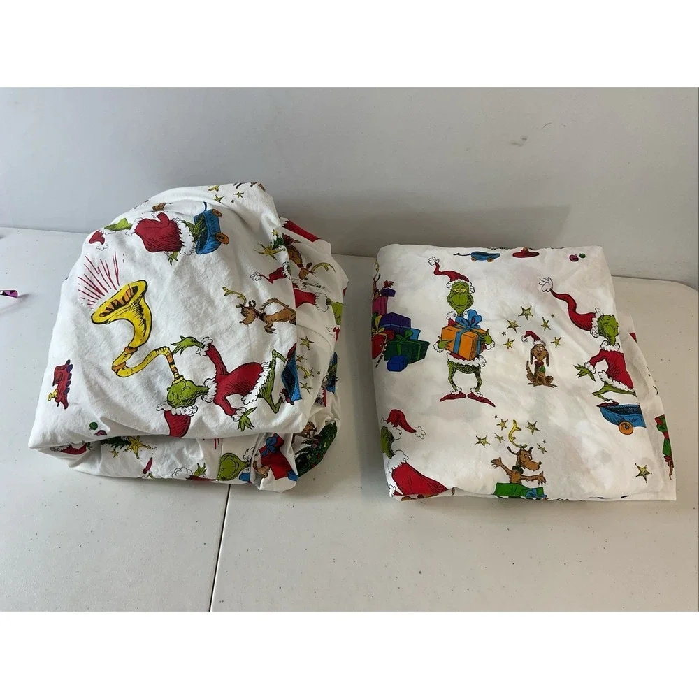 Pottery‎ Barn Kids FULL Bed Sheets The Grinch Who Stole Christmas full/flat